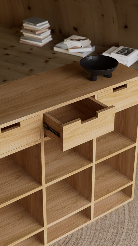 Recibidor cajonera y repisa Omega