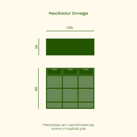 Recibidor cajonera y repisa Omega